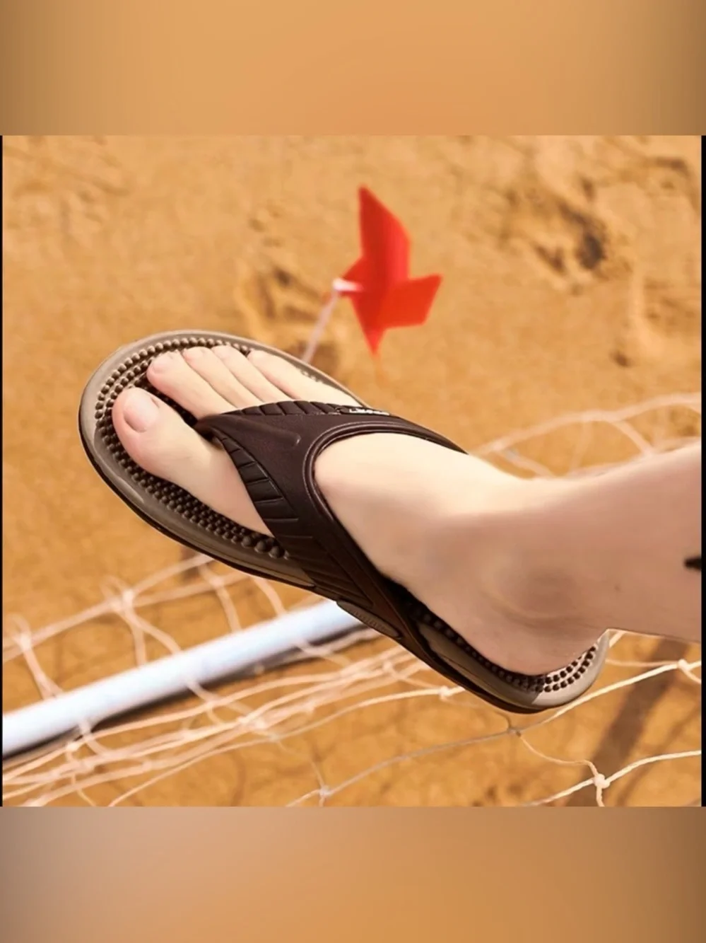 Sport Men's Massage Flip-Flops in Brown and Taupe